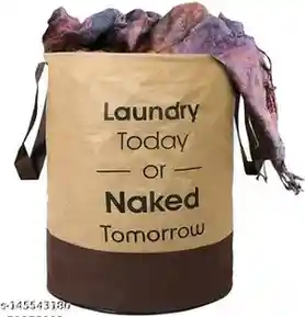 Kuber Industries Waterproof Round Non Wovan Laundry Bag